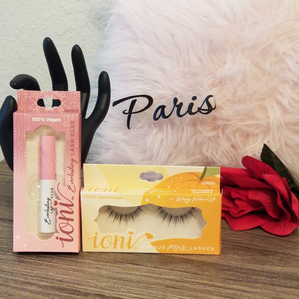 3D Faux Mink EyeLashes Orange Sorbet with glue New